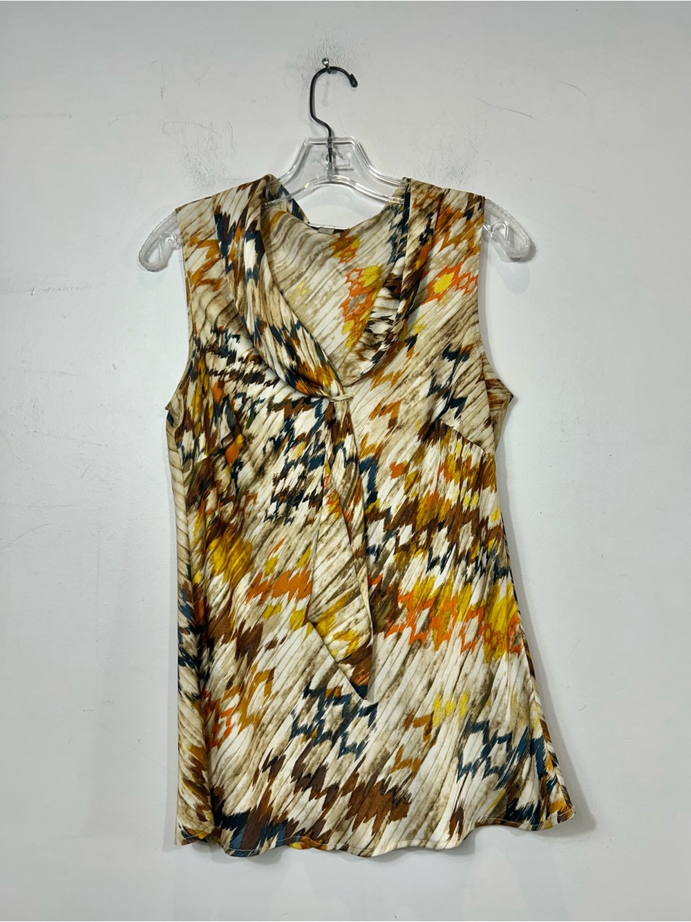 Tahari Arthur S. Levine Ikat Cowl Neck Sleeveless Blouse Top Size M - Picture 2 of 9